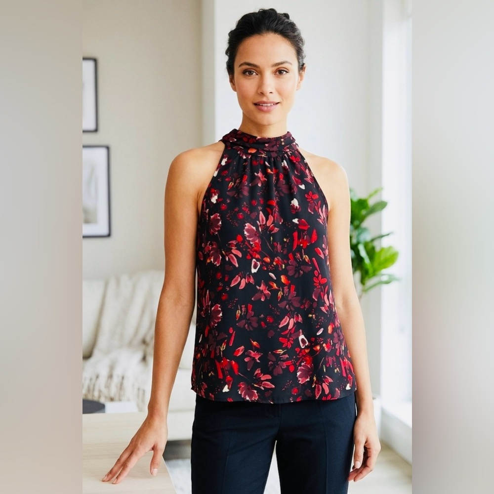 Hope y Harlow virabran Red and Orange Sleeveless Tank Top with High Neckline